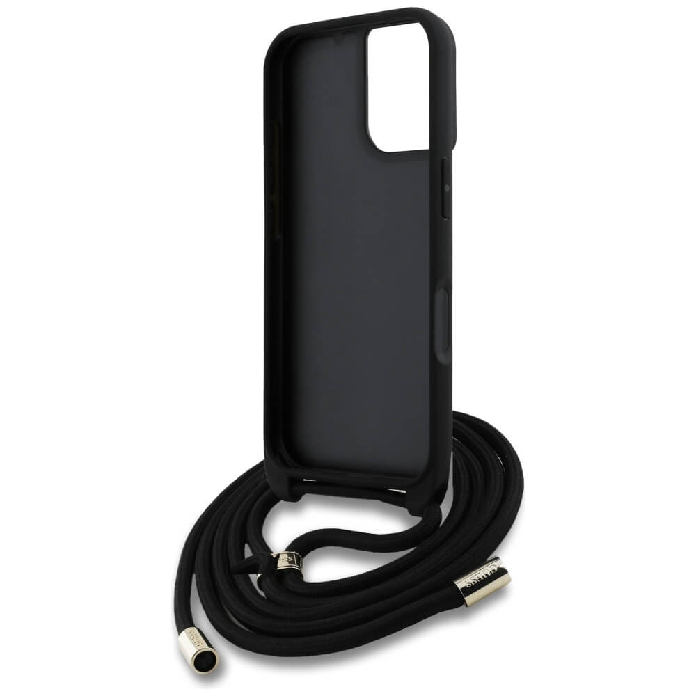 Guess iPhone 16 - 4G Big Logo Cord Stap Crossbody - Θήκη με Επένδυση Συνθετικού Δέρματος και Λουράκι - Brown - GUHCP16SP4GMGCRW