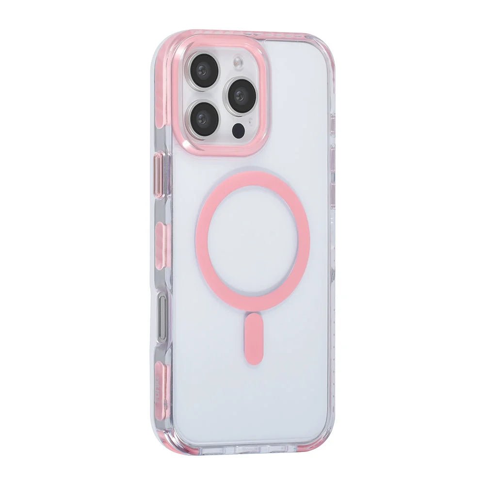 Tuniq iPhone 16 Pro Max - MagSafe Σκληρή Θήκη με Πλαίσιο Σιλικόνης και Λουράκι - Διάφανη / Pink