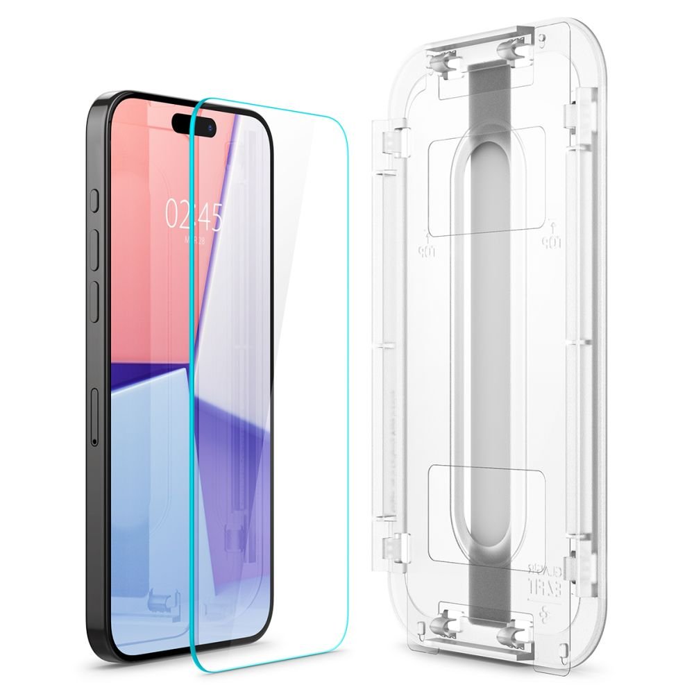 Spigen iPhone 15 Pro Max Glas.TR EZ Fit 0.2mm 2.5D 9H Tempered Glass Αντιχαρακτικό Γυαλί Οθόνης - 2 Τεμάχια - Clear - AGL06872