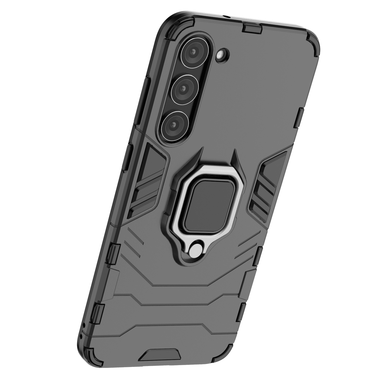 OEM Samsung Galaxy S23 Plus Rugged Armor Σκληρή Θήκη Υψηλής Προστασίας με Πλαίσιο Σιλικόνης και Δαχτυλίδι Συγκράτησης - Black