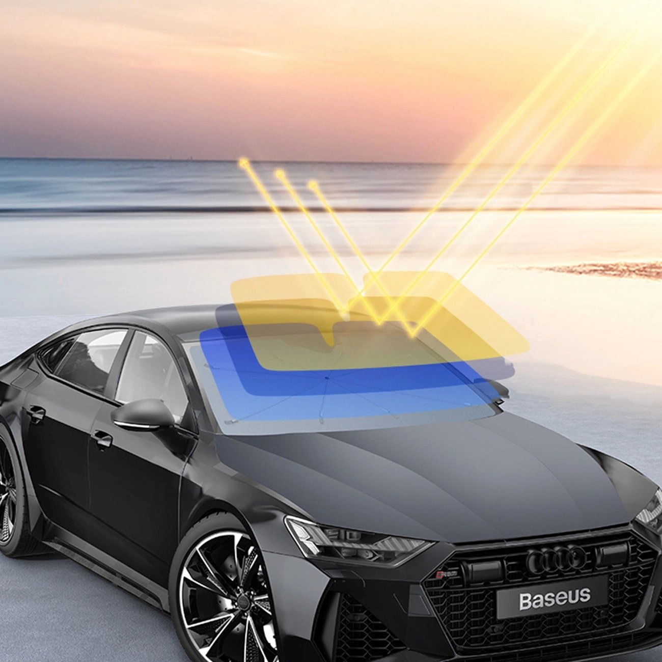 Baseus CoolRide Ομπρέλα Ηλιοπροστασίας Παρμπρίζ Αυτοκινήτου - 131 x 69 cm - Black - CRKX000001