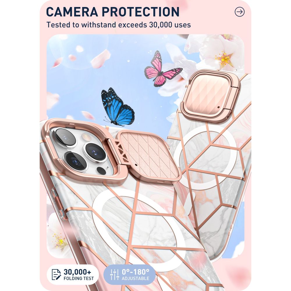 i - Blason iPhone 15 Pro Max Cosmo Mag Σκληρή Θήκη με Προστασία Οθόνης / Κάμερας και Magsafe - Marble