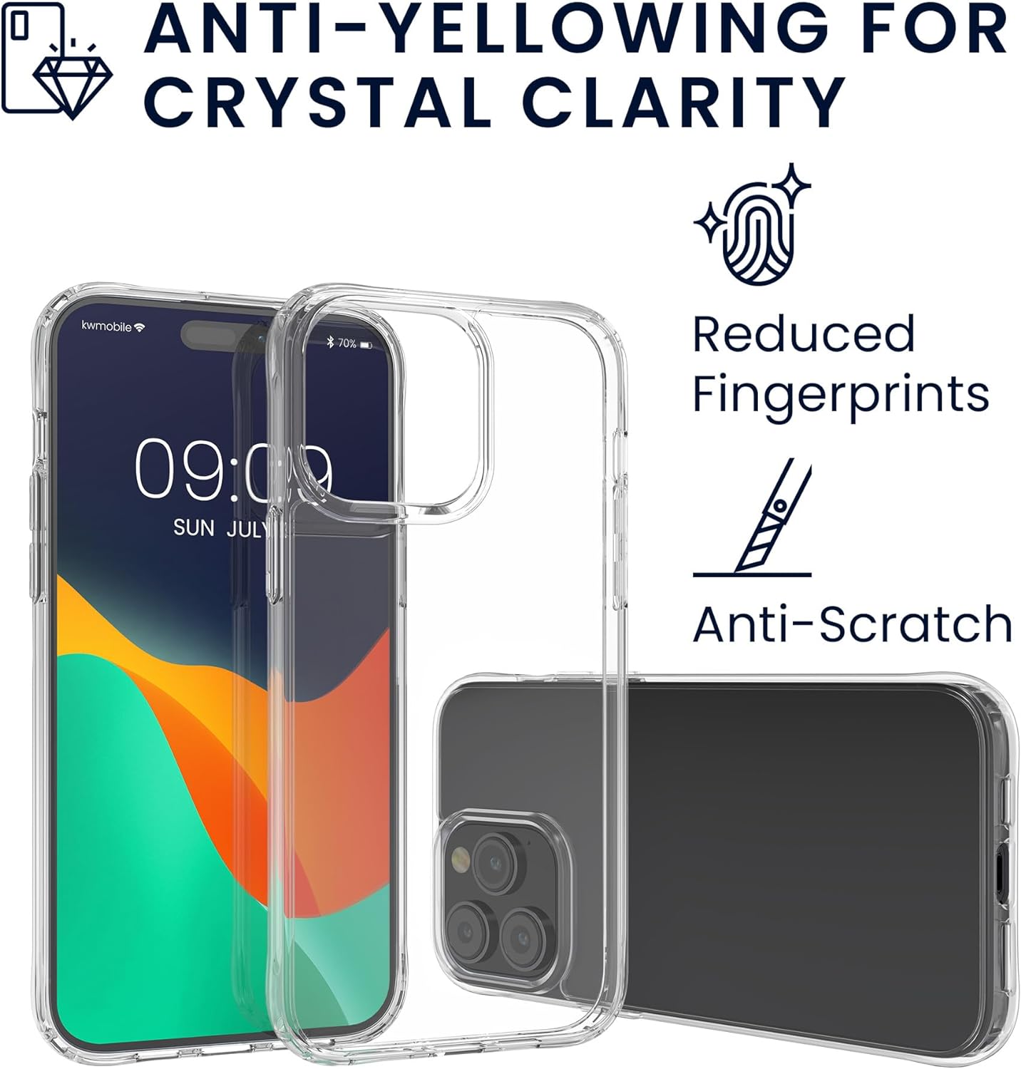 KW iPhone 15 Pro Σετ με 1 Θήκη, 2 Αντιχαρακτικά Γυαλιά Οθόνης και 2 Αντιχαρακτικά Γυαλιά για την Κάμερα - Διάφανα - 62027.03