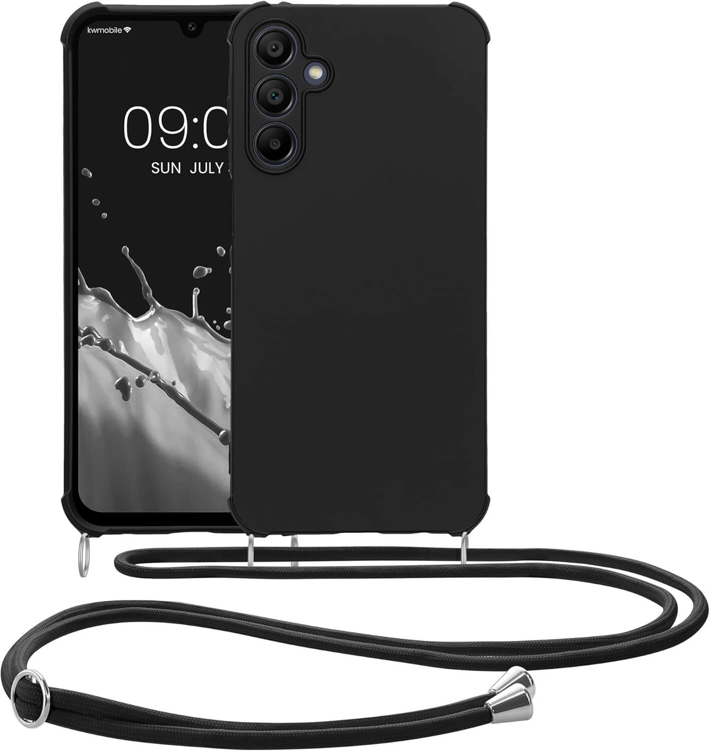 KW Samsung Galaxy A15 4G / A15 5G Θήκη Σιλικόνης TPU με Λουράκι - Black