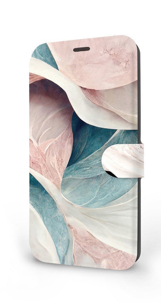 Mobiwear iPhone 14 Pro Θήκη Βιβλίο Slim Flip - Design Pink and Greenish Marble - VP33S