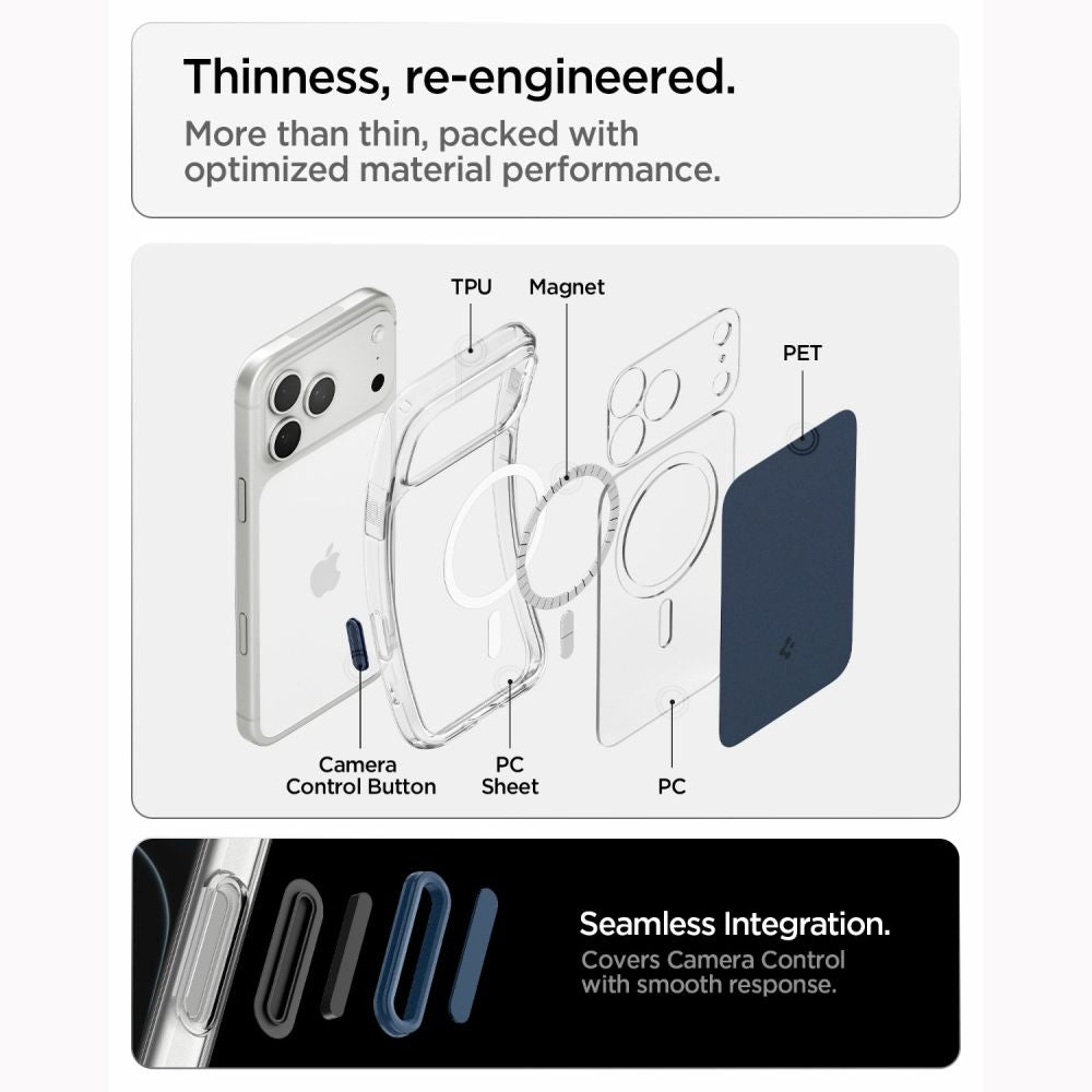 Spigen iPhone 18 Pro / iPhone 17 Pro - Σκληρή Θήκη με Πλαίσιο Σιλικόνης και MagSafe - Ultra Hybrid T Mag - Matte Blue