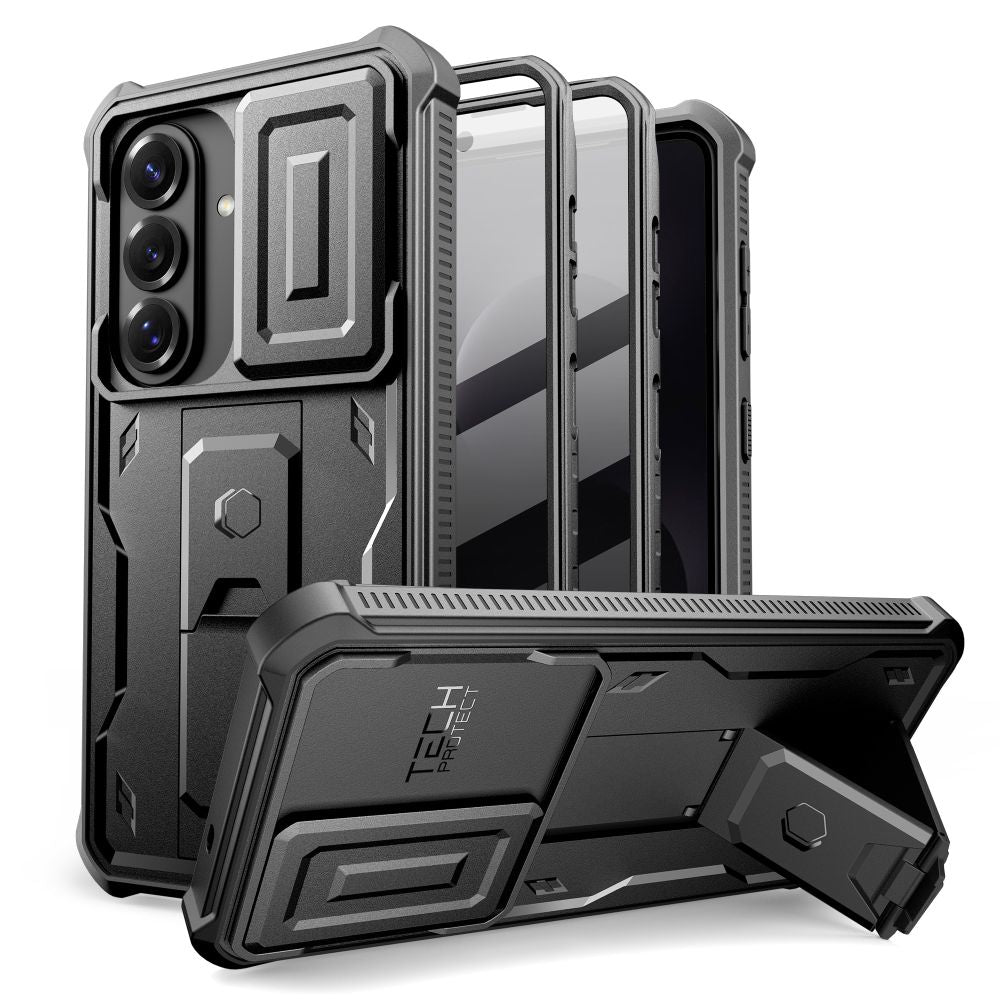 Tech - Protect Samsung Galaxy S26 - Θήκη 360 Full Body με Προστασία για την Οθόνη και την Κάμερα και Stand - Kevlar Cam+ 2 - Set - Black