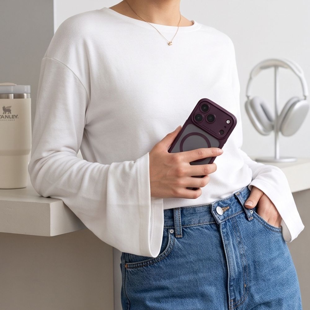 Tech-Protect iPhone 18 Pro / iPhone 17 Pro - Σκληρή Θήκη με Πλαίσιο Σιλικόνης και MagSafe - MagPeak MagSafe CC - Matte Dark Cherry