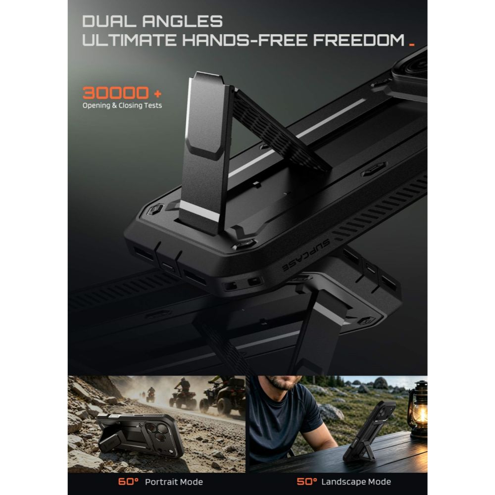 Supcase iPhone 18 Pro Max / iPhone 17 Pro Max - Σκληρή Θήκη με Προστασία Οθόνης και Stand - Unicorn Beetle Pro - Black