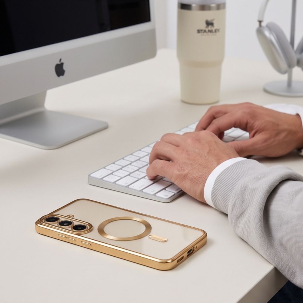 Tech-Protect Samsung Galaxy S26 FE - Θήκη Σιλικόνης TPU με MagSafe - MagFlex - Clear / Shiny Gold