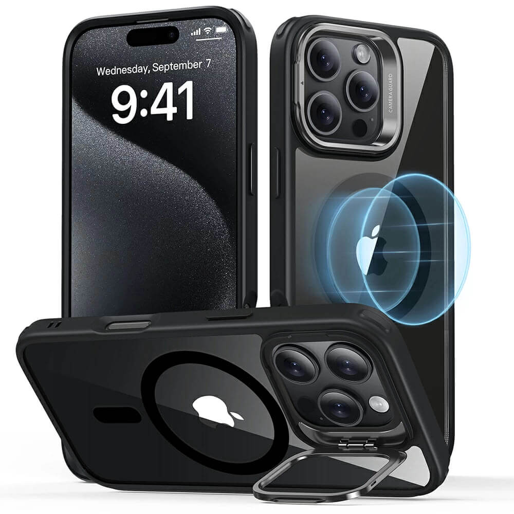 ESR iPhone 16 Pro Classic Hybrid Halolock Kickstand Σκληρή Θήκη με Πλαίσιο Σιλικόνης και MagSafe - Διάφανη / Black
