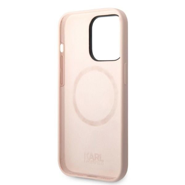 Karl Lagerfeld iPhone 14 Pro Liquid Silicone Karl and Choupette Θήκη Σιλικόνης με MagSafe - Light Pink - KLHMP14LSSKCI