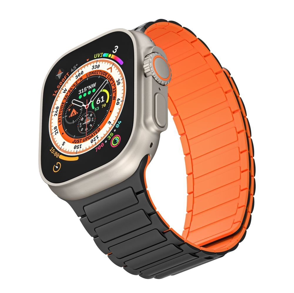 Tech - Protect Λουράκι Apple Watch 4 / 5 / 6 / 7 / 8 / 9 / SE / ULTRA 1 / ULTRA 2 - 42 / 44 / 45 / 49 mm IconBand Magnetic Μαγνητικό Σιλικόνης - Black / Orange
