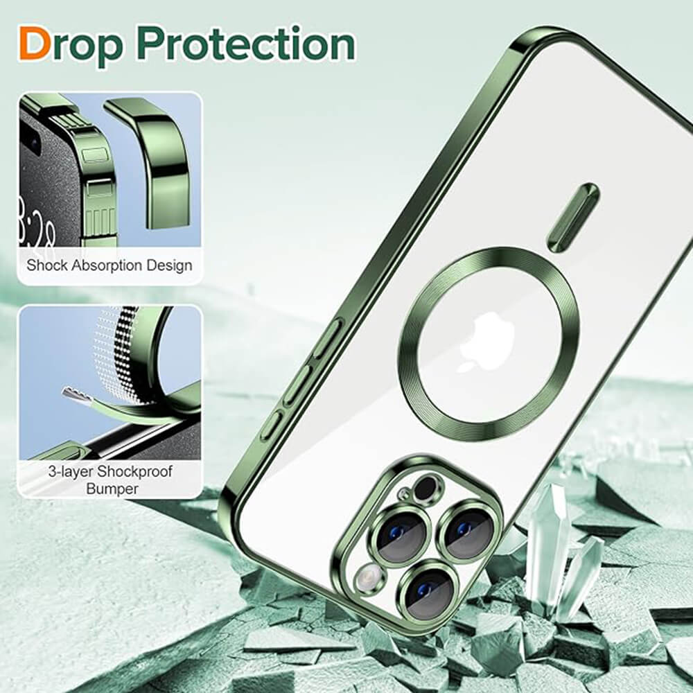 Techsuit iPhone 15 Pro Max - Luxury Crystal MagSafe - Θήκη Σιλικόνης - Deep Green