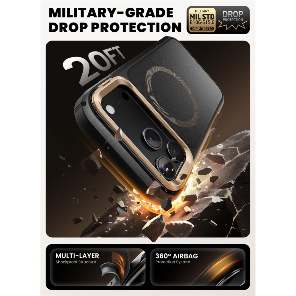 Supcase iPhone 17 Pro Max - IBLSN Ares Flip Mag - MagSafe Σκληρή Θήκη με Πλαίσιο Σιλικόνης και Προστασία Οθόνης και Stand - Desert Gold