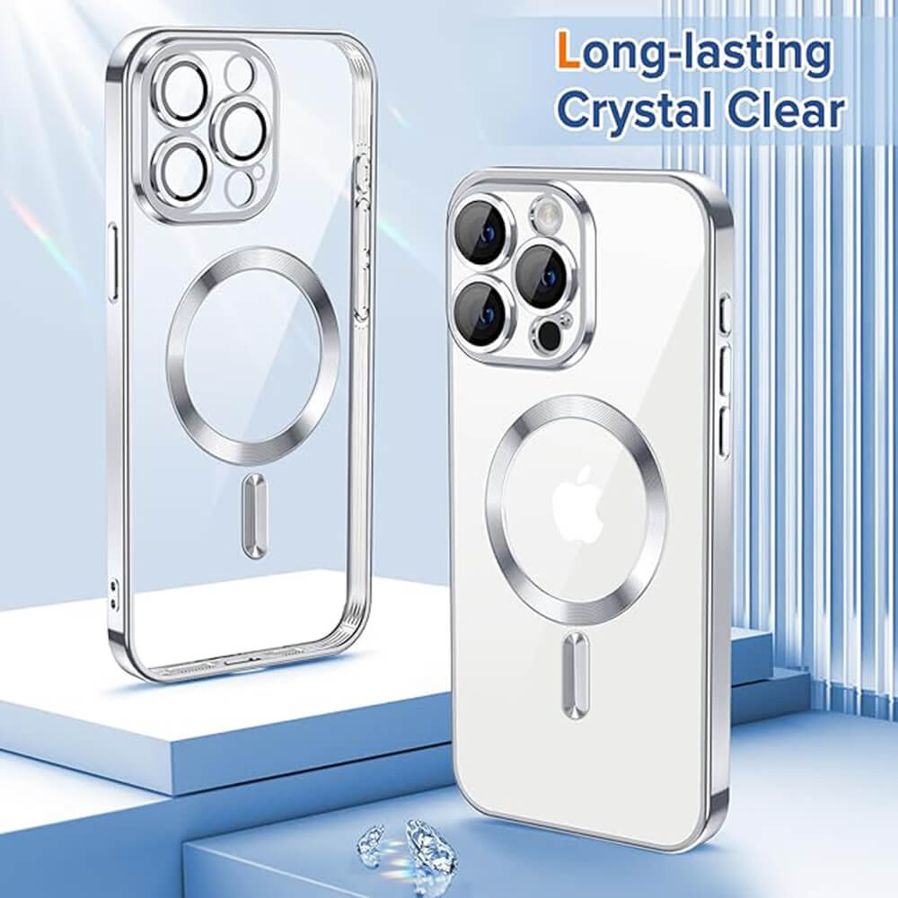 Techsuit iPhone 15 Pro Max - Luxury Crystal MagSafe - Θήκη Σιλικόνης - Silver