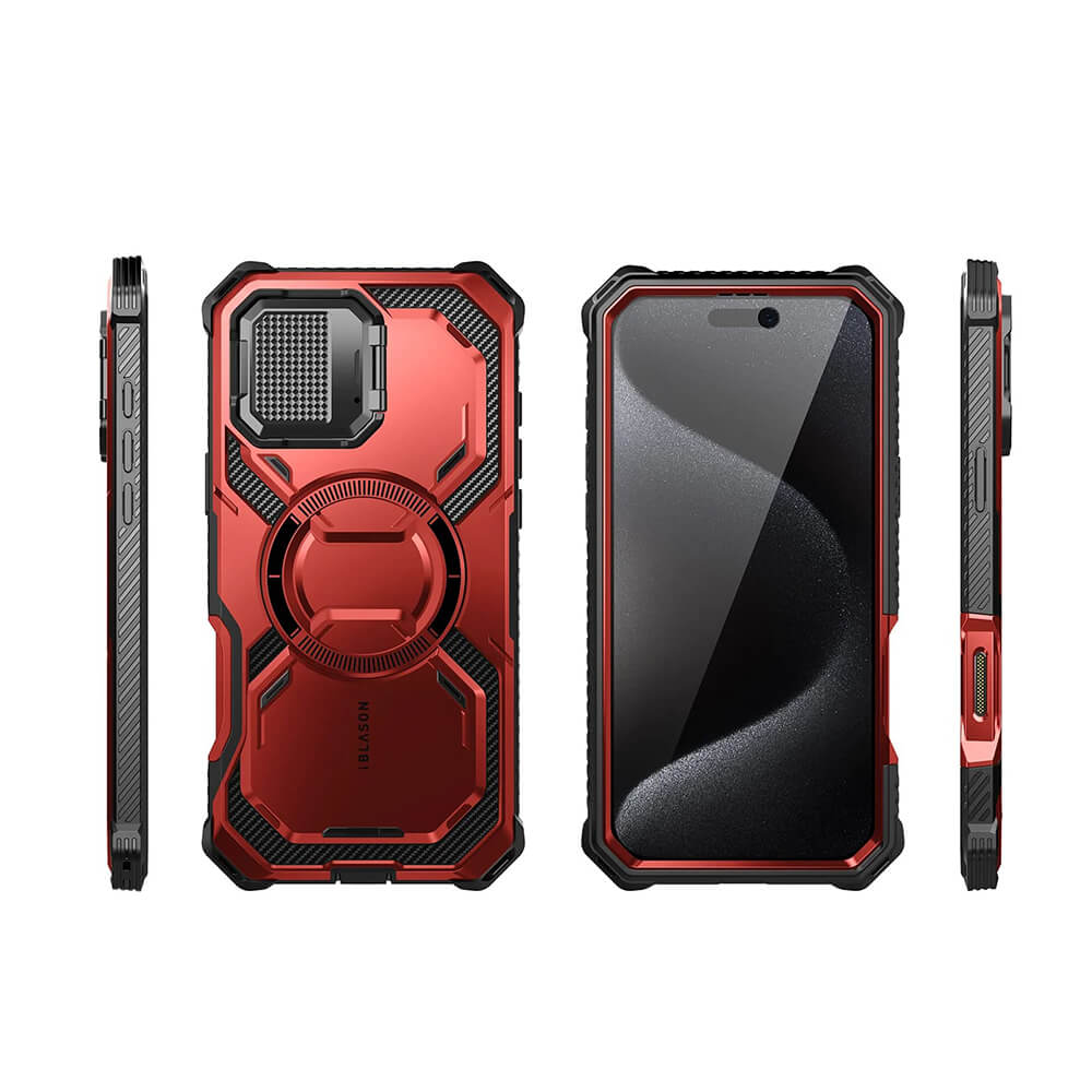 Supcase iPhone 16 Pro Armorbox MagSafe Σκληρή Θήκη με Προστασία Οθόνης και Κάλυμμα Κάμερας / Stand - Red