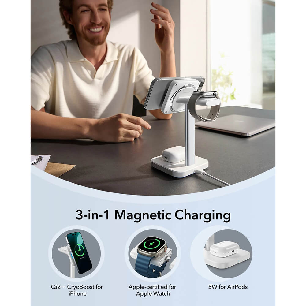 ESR 3in1 CryoBoost Qi2 Ασύρματος Μαγνητικός Φορτιστής MagSafe 15W - Black