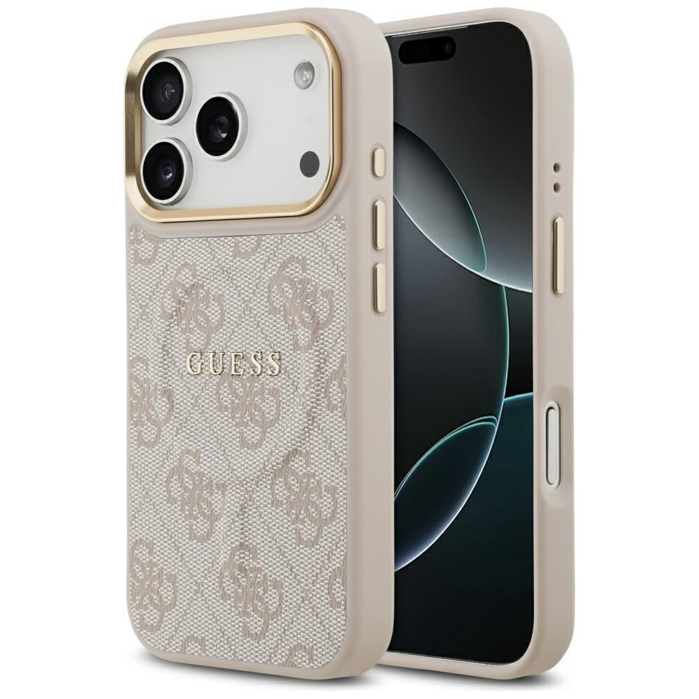 Guess iPhone 17 Pro - 4G PU Classic Logo MagSafe - Σκληρή Θήκη με Πλαίσιο Σιλικόνης και Επένδυση Οικολογικού Δέρματος - Pink - GUHMP17LP4MSEGCP