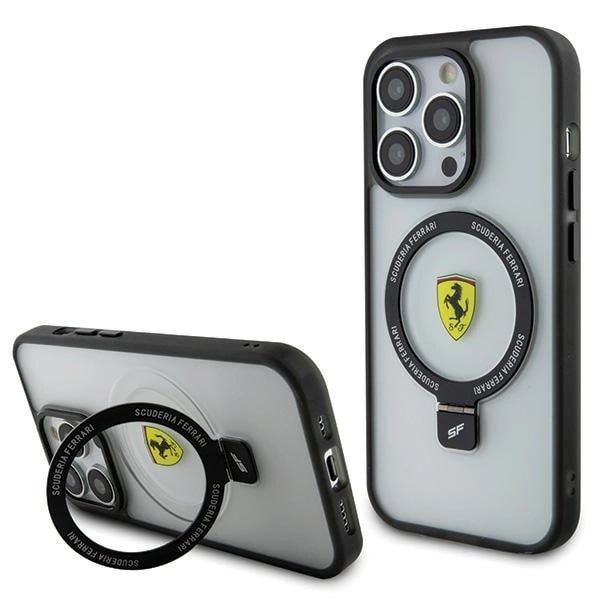 Ferrari iPhone 15 Pro Ring Stand 2023 Collection MagSafe Σκληρή Θήκη με Πλαίσιο Σιλικόνης και Stand / MagSafe - Ημιδιάφανη / Black - FER000609 - 0