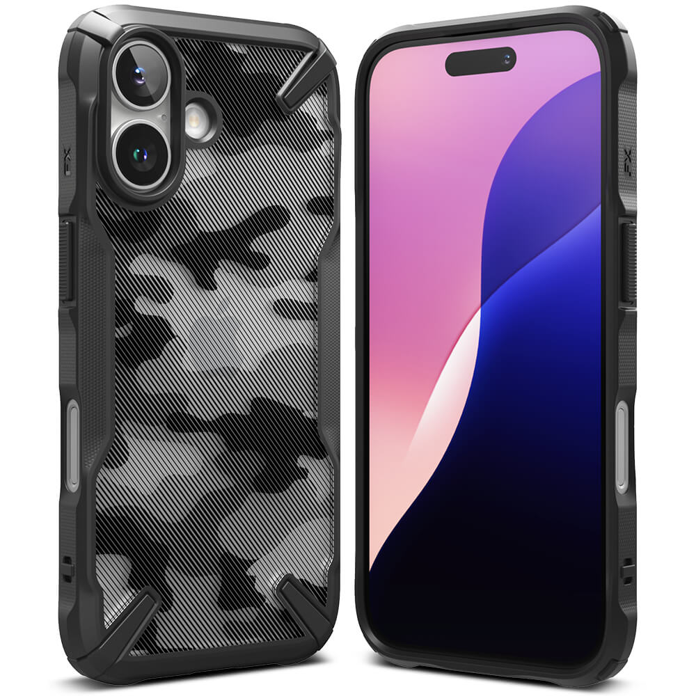 Ringke iPhone 16 Plus Fusion X Σκληρή Θήκη με Πλαίσιο Σιλικόνης - Camo Black