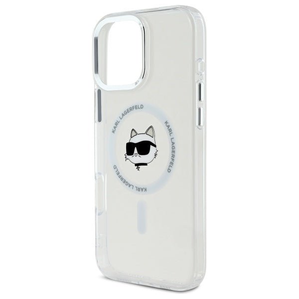 Karl Lagerfeld iPhone 16 Pro - IML Metal Choupette Head - Σκληρή Θήκη με Πλαίσιο Σιλικόνης και MagSafe - White - KLHMP16LHLSCHH