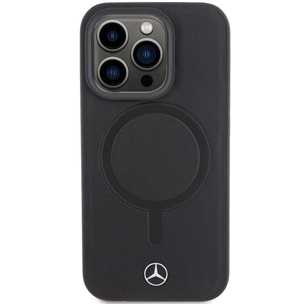 Mercedes iPhone 15 Pro Max Smooth Leather MagSafe Σκληρή Θήκη με Επένδυση Συνθετικού Δέρματος και MagSafe - Black - Mer007846 - 0