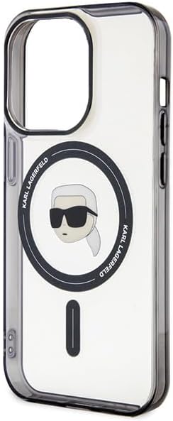 Karl Lagerfeld iPhone 15 Plus - IML Karl's Head MagSafe Σκληρή Θήκη με Πλαίσιο Σιλικόνης και MagSafe - Διάφανη / Black - KLHMP15MHKHNOTK