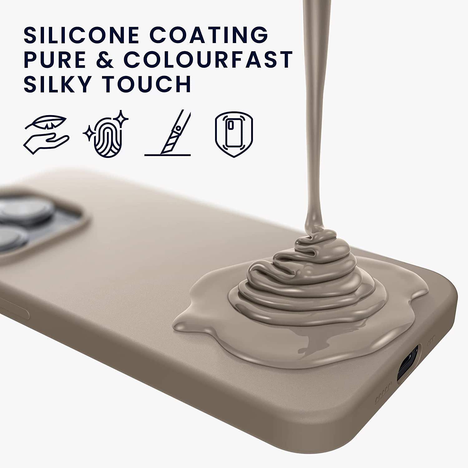 KW iPhone 14 Pro Max Θήκη Σιλικόνης Rubberized TPU - Stone Dust - 59074.155