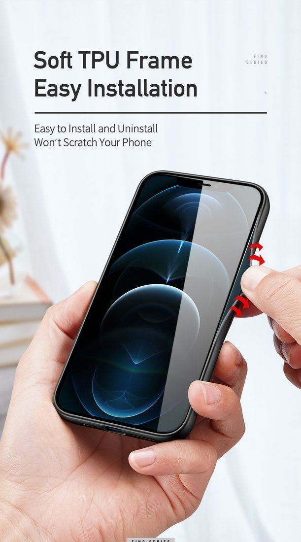 Dux Ducis iPhone 12 Pro Max Fino Series Σκληρή Θήκη με Πλαίσιο Σιλικόνης και Επένδυση από Ύφασμα - Black
