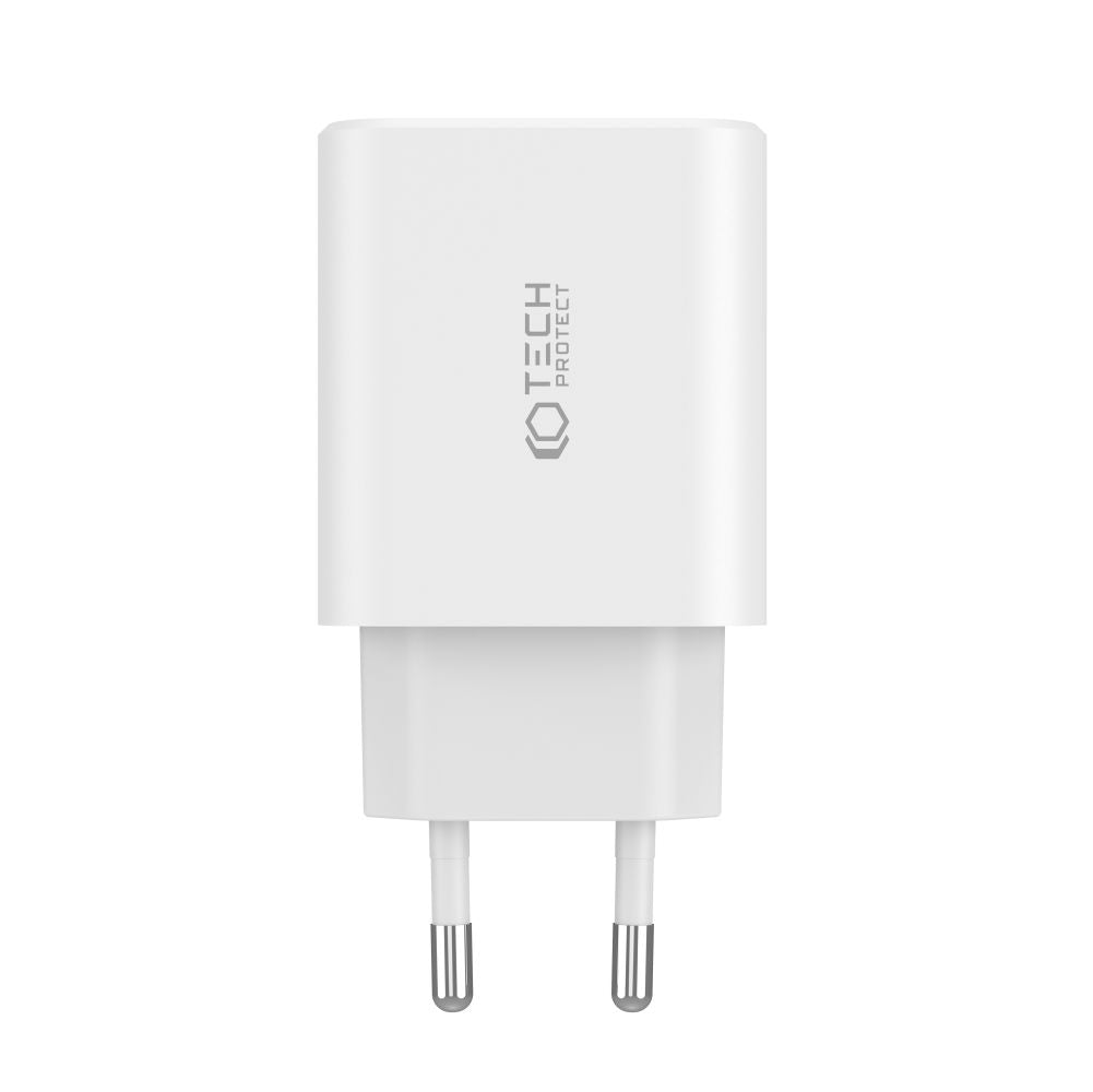 Tech - Protect C30W QC3.0 Οικιακός Φορτιστής Γρήγορης Φόρτισης με 2 Θύρες Type C και 1 Θύρα USB - White