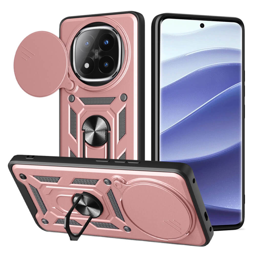 Techsuit Xiaomi Redmi Note 14 Pro+ 5G - CamShield - Σκληρή Θήκη με Προστασία Καμερών και Δαχτυλίδι Συγκράτησης - Rose Gold