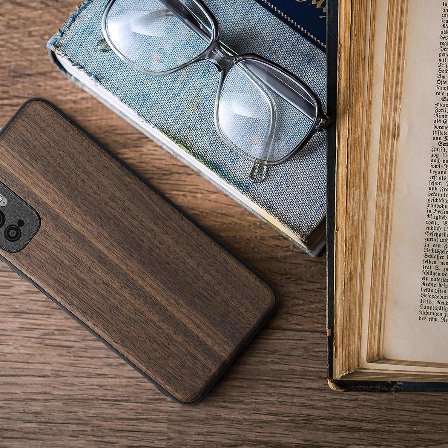 KW Xiaomi Redmi Note 10 5G / Poco M3 Pro 5G Θήκη από Φυσικό Ξύλο - Dark Brown / Black - 54952.18