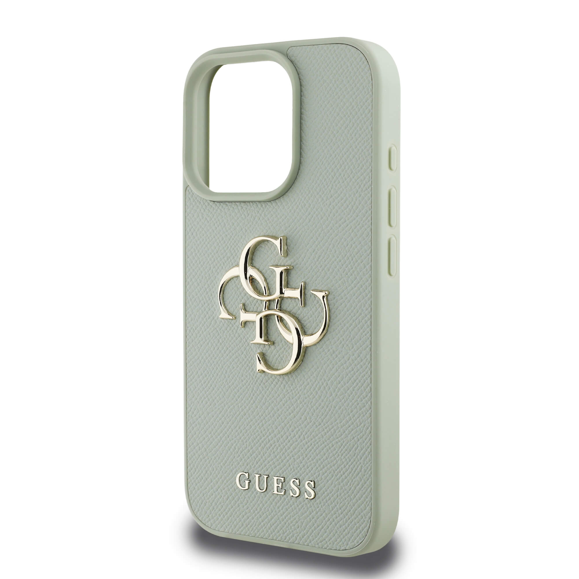 Guess iPhone 16 Pro - Grained Big 4G Logo Small Classic Logo - Σκληρή Θήκη με Επένδυση από Οικολογικό Δέρμα - Green - GUHCP16LPGT4MBN