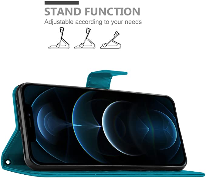 Cadorabo iPhone 13 Pro Θήκη Πορτοφόλι Stand από Δερματίνη - Floral - Blue