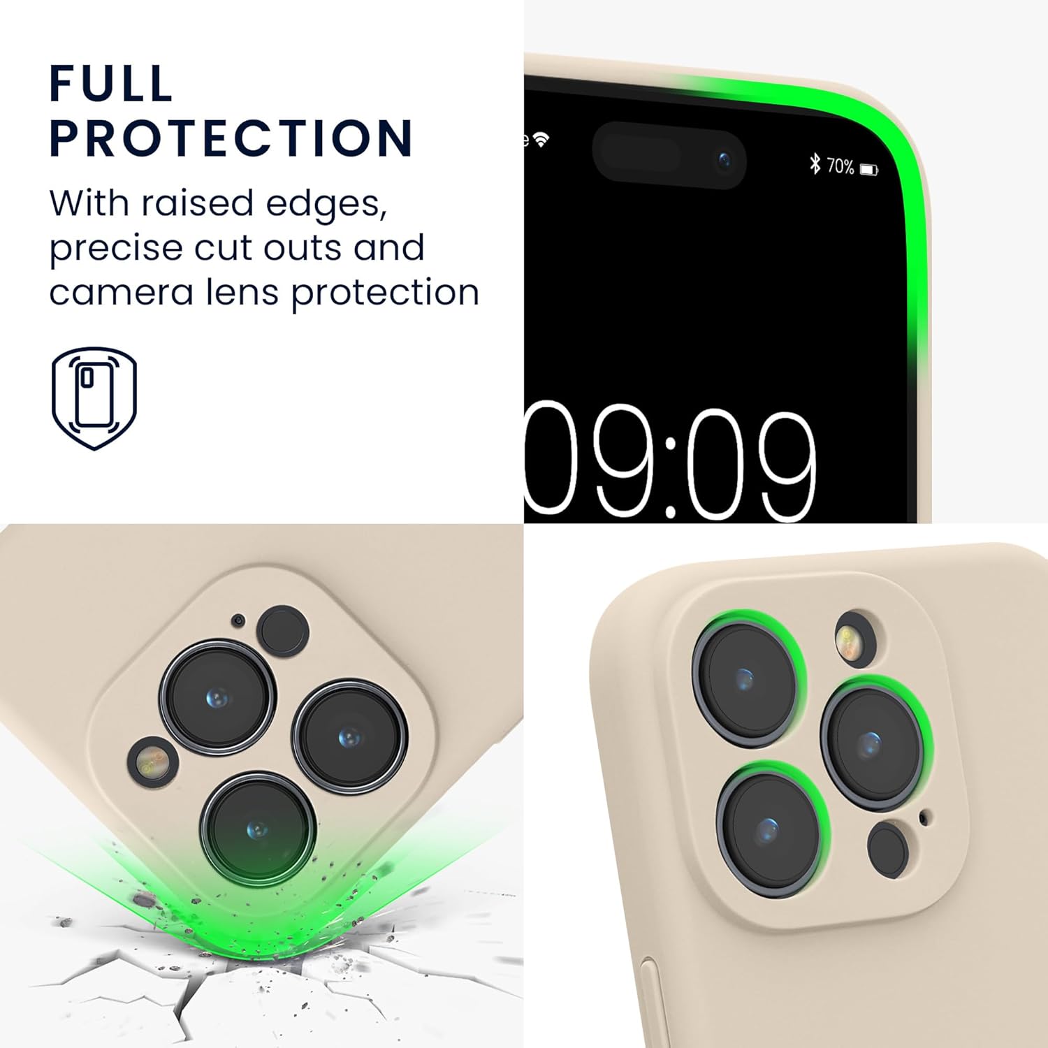 KW iPhone 15 Pro Θήκη Σιλικόνης Rubberized TPU - Cream