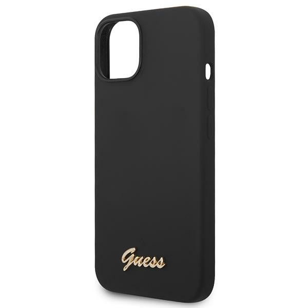 Guess iPhone 14 Silicone Metal Logo Script Θήκη Σιλικόνης - Black - GUHCP14SSLSMK