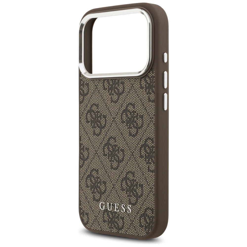 Guess iPhone 17 Pro - 4G Classic Logo MagSafe - Σκληρή Θήκη με Πλαίσιο Σιλικόνης και Επένδυση Οικολογικού Δέρματος - Brown - GUHMP17LP4GSSMCW