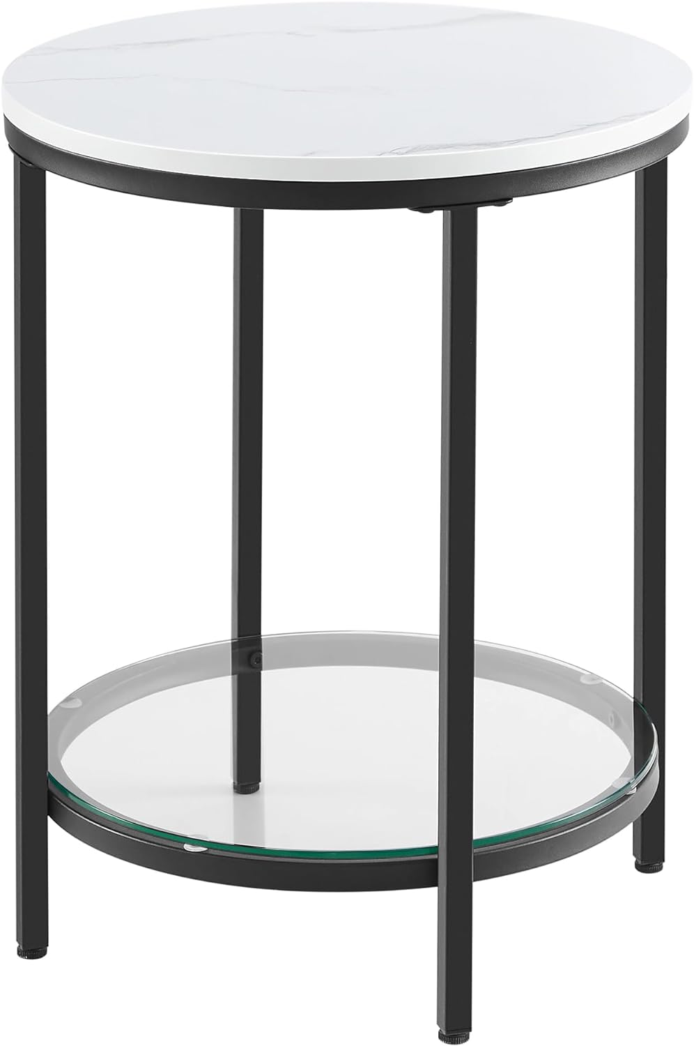 Vasagle Στρόγγυλο Βοηθητικό Τραπέζι 2 Επιπέδων - Marble White / Black - LET285B13