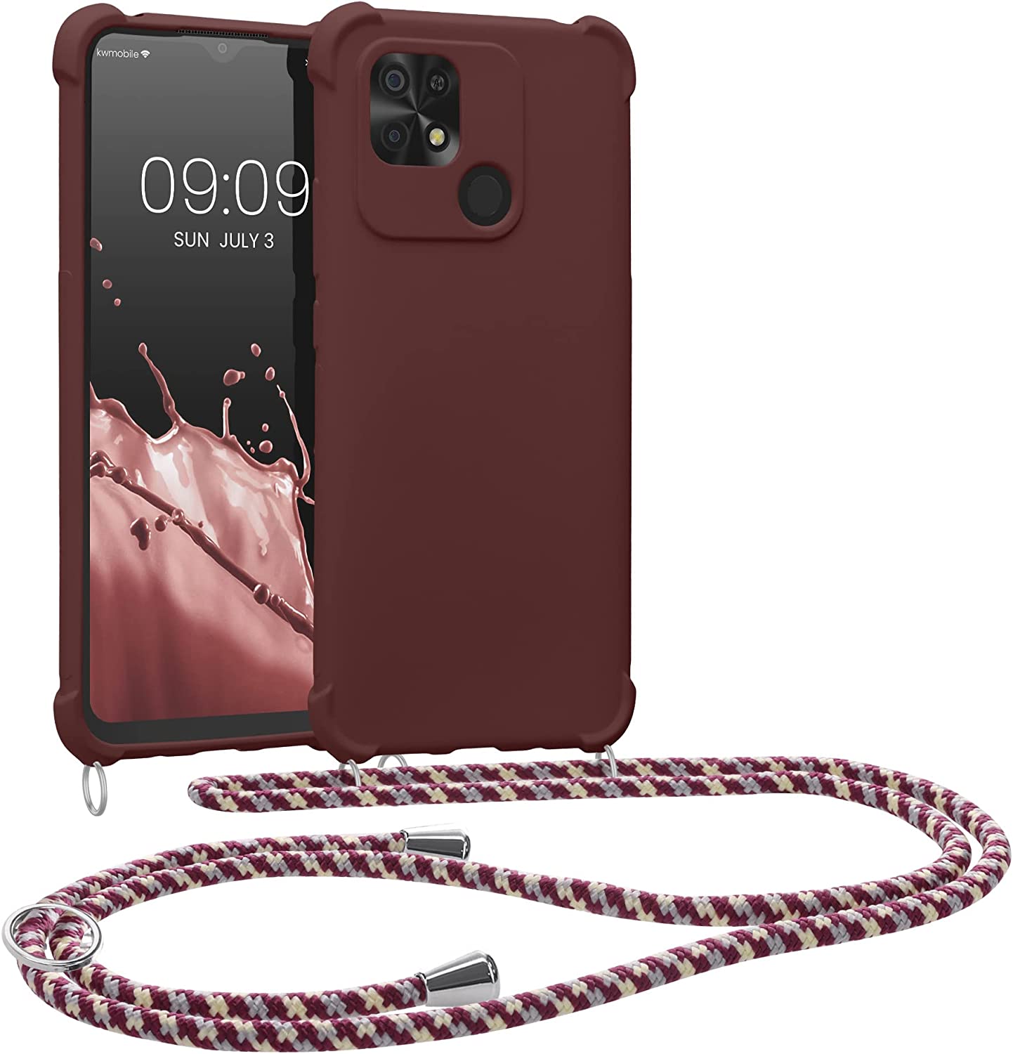 KW Xiaomi Redmi 10C Θήκη Σιλικόνης TPU με Λουράκι - Bordeaux Violet - 59233.187