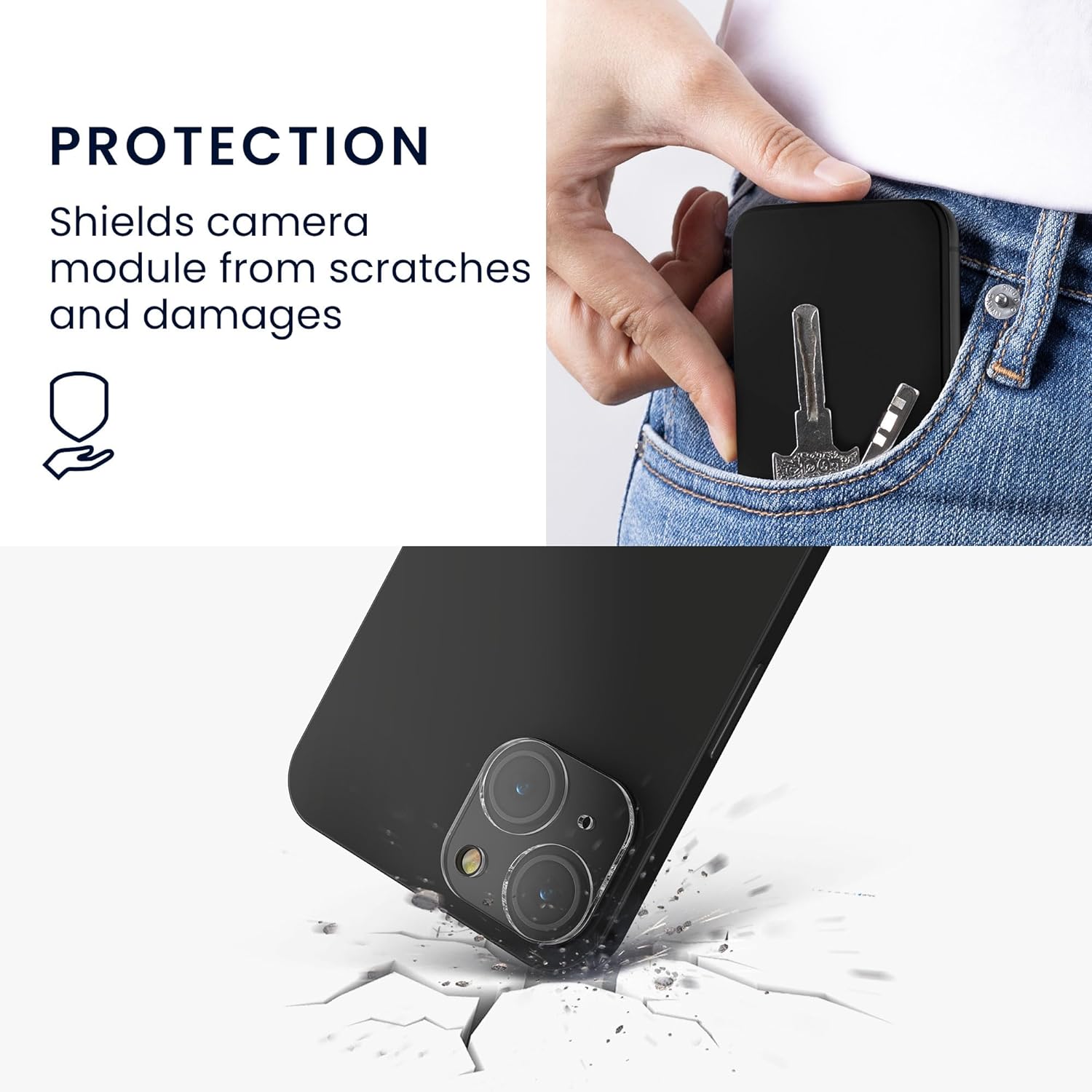 KW iPhone 15 Plus Real Glass Αντιχαρακτικό Γυαλί για την Κάμερα - 2 Τεμάχια - Διάφανα - 62002.1