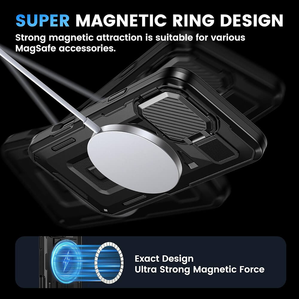 Techsuit iPhone 16 Plus CamVault MagSafe Σκληρή Θήκη με Πλαίσιο Σιλικόνης - Black