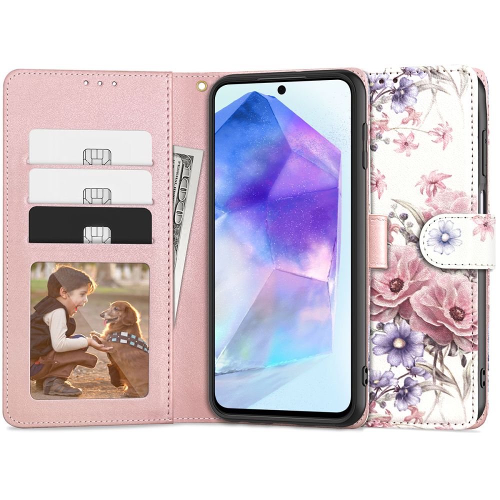 Tech - Protect Samsung Galaxy A55 5G Θήκη Πορτοφόλι Stand από Δερματίνη - Blossom Flower