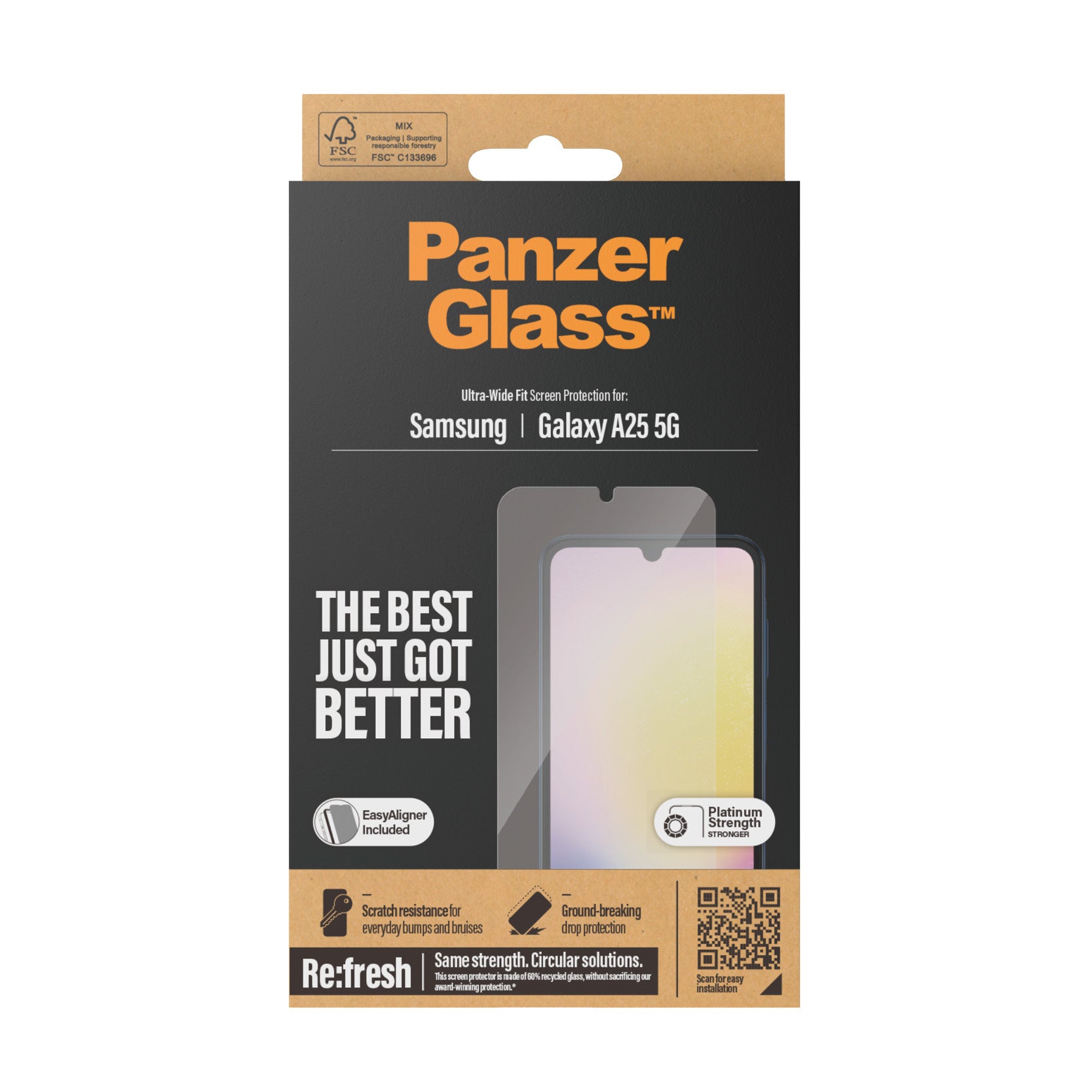 PanzerGlass Samsung Galaxy A25 5G Ultra - Wide Fit Case Friendly Full Screen Αντιχαρακτικό Γυαλί Οθόνης - Διάφανο