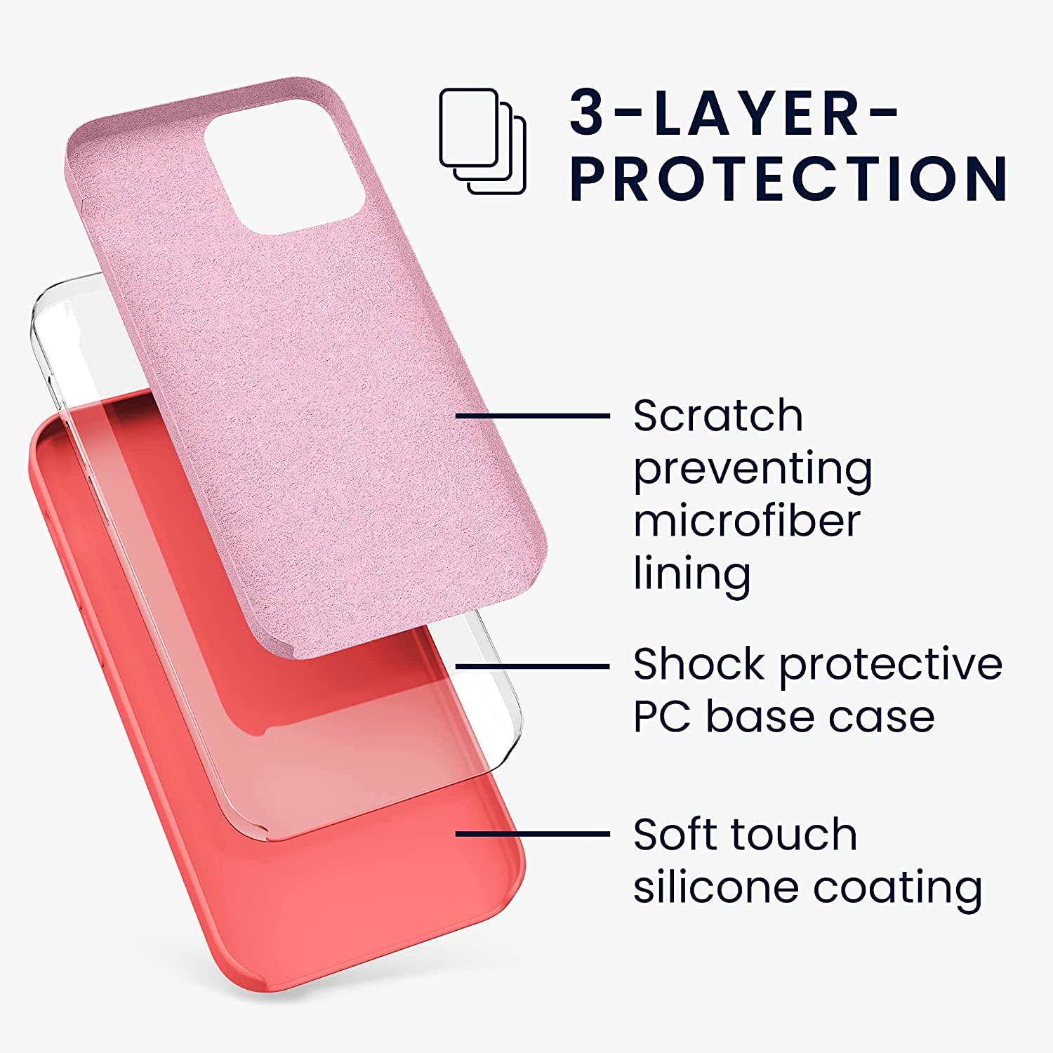 KW iPhone 12 / iPhone 12 Pro Θήκη Σιλικόνης Rubber TPU - Living Coral - 52641.141