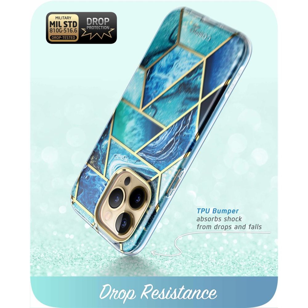 i - Blason iPhone 14 Pro Max Cosmo Σκληρή Θήκη με Πλαίσιο Σιλικόνης και Προστασία Οθόνης - Ocean Blue