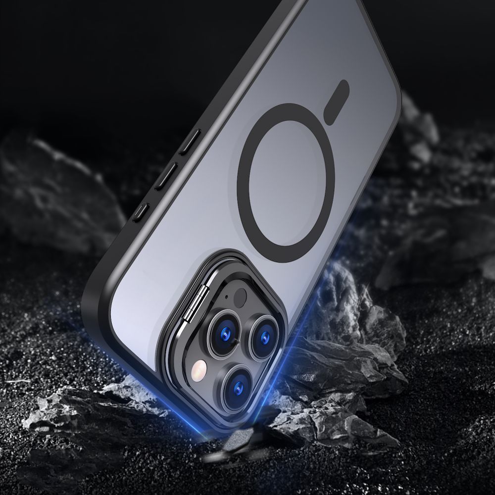 Tech - Protect iPhone 16 Pro Max Magstand MagSafe Σκληρή Θήκη με Πλαίσιο Σιλικόνης και Stand - Matte Black / Ημιδιάφανη