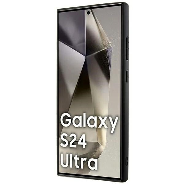 DKNY Samsung Galaxy S24 Ultra - Mono Stripe and Metal Logo Σκληρή Θήκη με Επένδυση Συνθετικού Δέρματος - Black