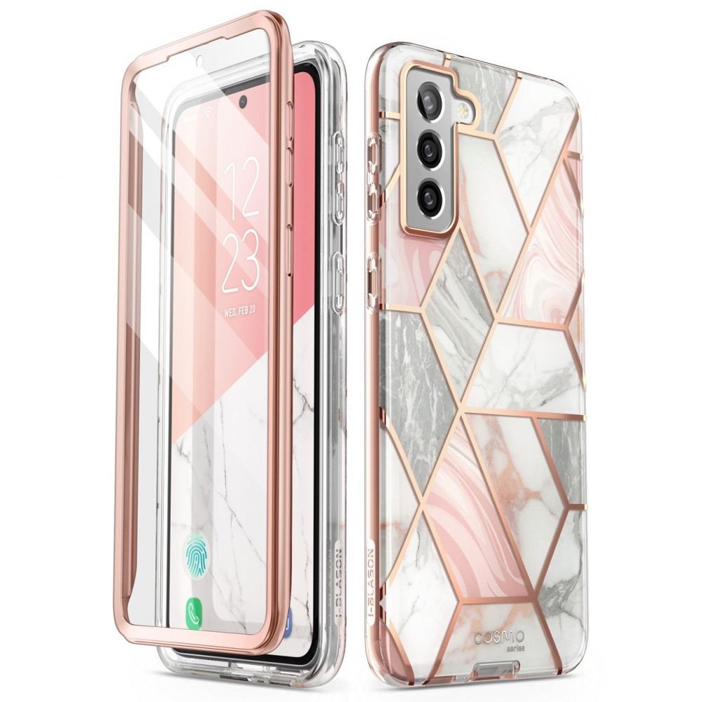 i - Blason Samsung Galaxy S21 FE Cosmo Σκληρή Θήκη με Πλαίσιο Σιλικόνης και Προστασία Οθόνης - Marble