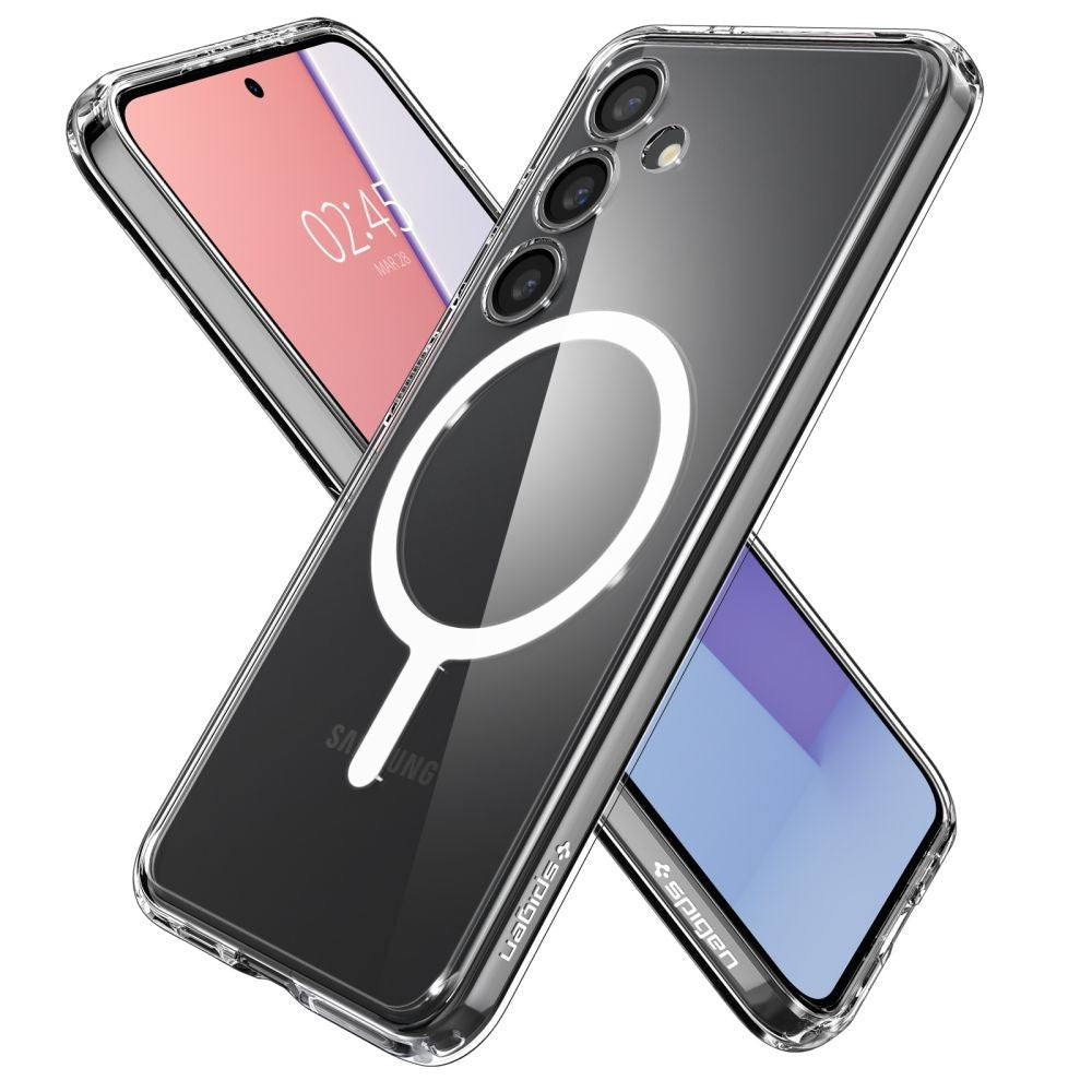 Spigen Samsung Galaxy S24 Crystal Hybrid Mag Σκληρή Θήκη με Πλαίσιο Σιλικόνης Και MagSafe - White